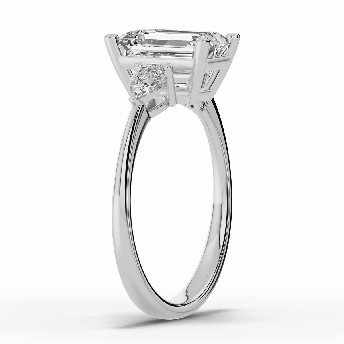 Vionne Emerald Cut Three-Stone Engagement Ring Ring ABER-107-EM-LGD-6  - Abtin & Co.