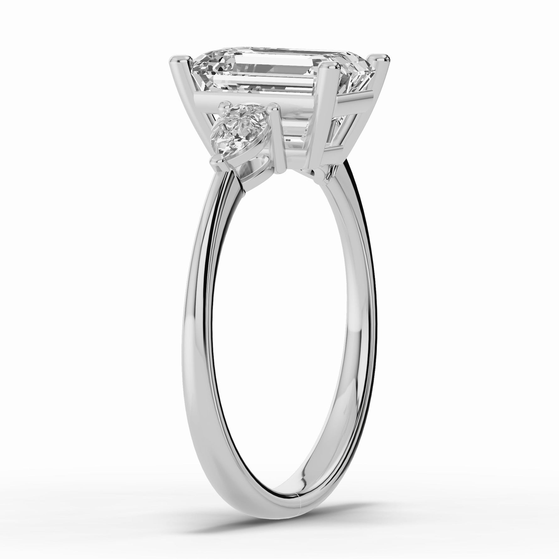 Vionne Emerald Cut Three-Stone Engagement Ring Ring ABER-107-EM-LGD-6  - Abtin & Co.
