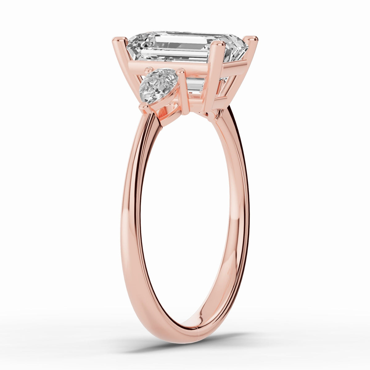 Vionne Emerald Cut Three-Stone Engagement Ring Ring ABER-107-EM-LGD-11  - Abtin & Co.