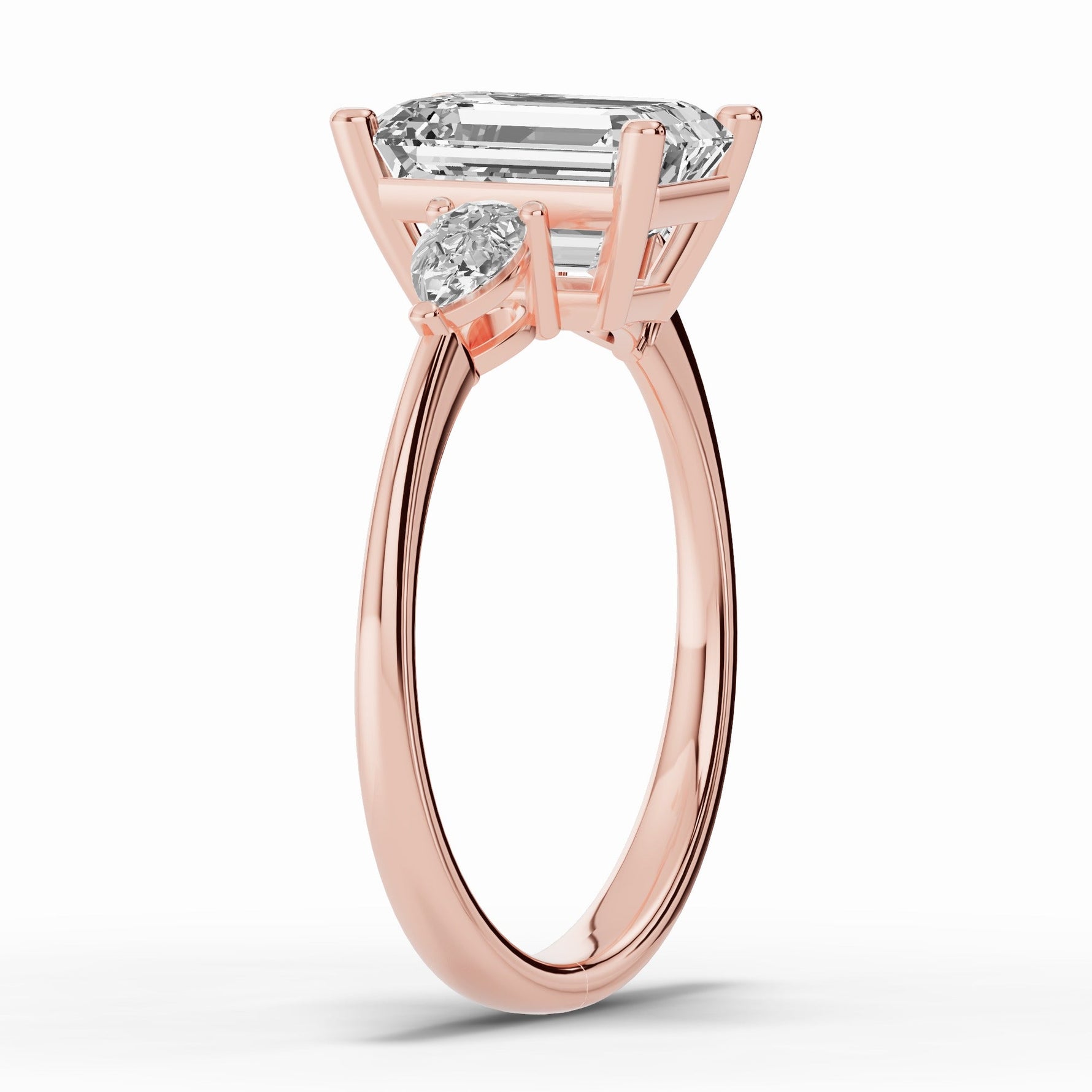 Vionne Emerald Cut Three-Stone Engagement Ring Ring ABER-107-EM-LGD-11  - Abtin & Co.