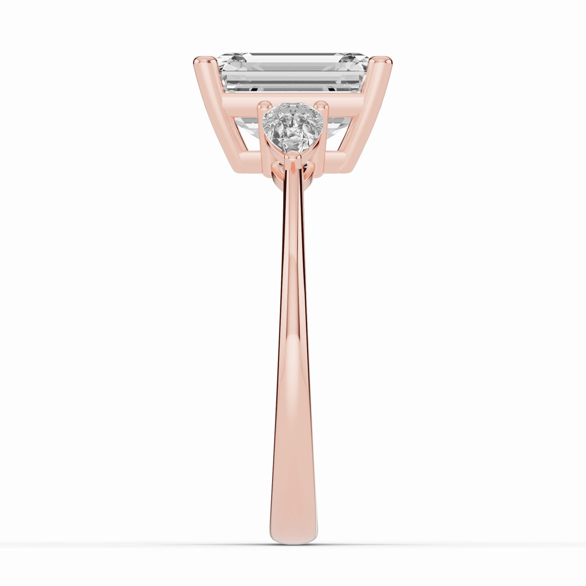 Vionne Emerald Cut Three-Stone Engagement Ring Ring ABER-107-EM-LGD-11  - Abtin & Co.