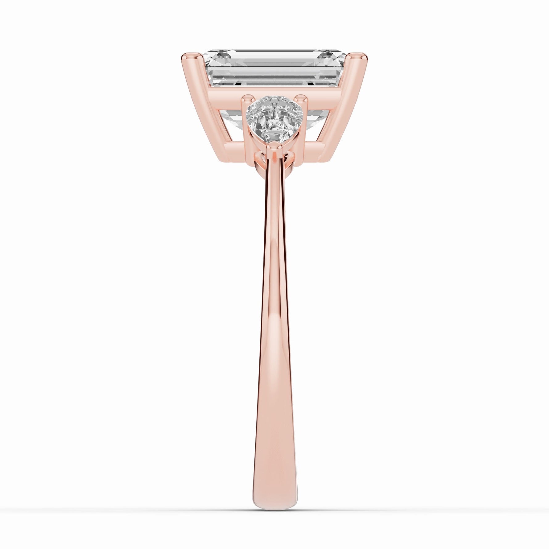 Vionne Emerald Cut Three-Stone Engagement Ring Ring ABER-107-EM-LGD-11  - Abtin & Co.