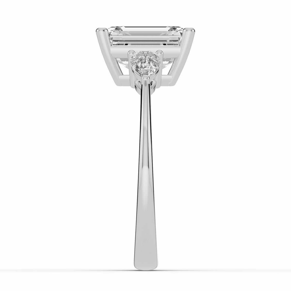 Vionne Emerald Cut Three-Stone Engagement Ring Ring ABER-107-EM-LGD-6  - Abtin & Co.
