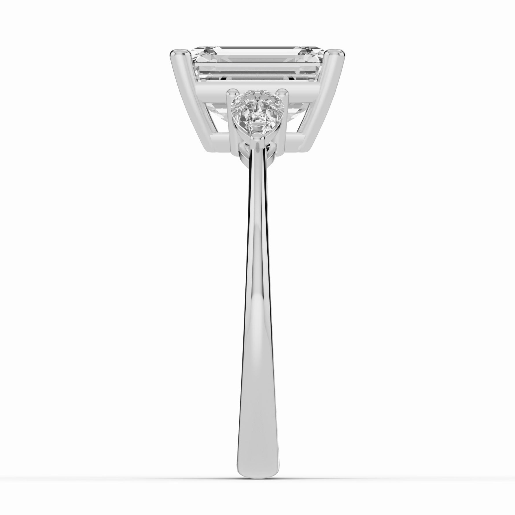 Vionne Emerald Cut Three-Stone Engagement Ring Ring ABER-107-EM-LGD-6  - Abtin & Co.