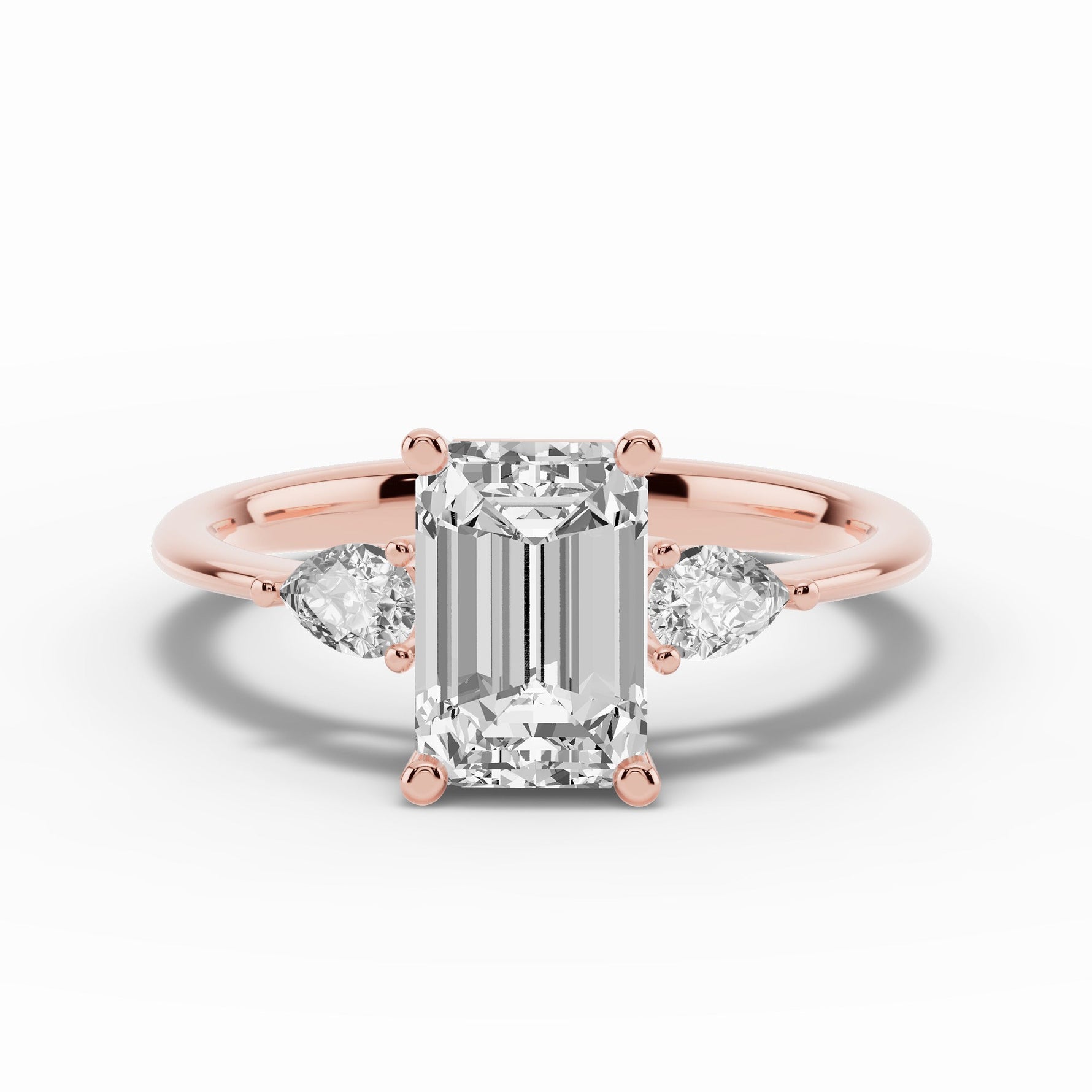 Vionne Emerald Cut Three-Stone Engagement Ring Ring ABER-107-EM-LGD-11  - Abtin & Co.