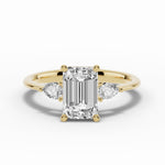 Vionne Emerald Cut Three-Stone Engagement Ring Ring ABER-107-EM-LGD-1  - Abtin & Co.