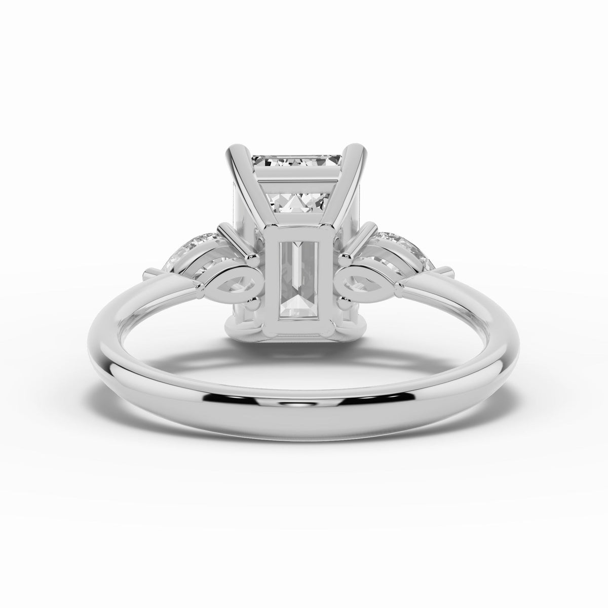Vionne Emerald Cut Three-Stone Engagement Ring Ring ABER-107-EM-LGD-6  - Abtin & Co.