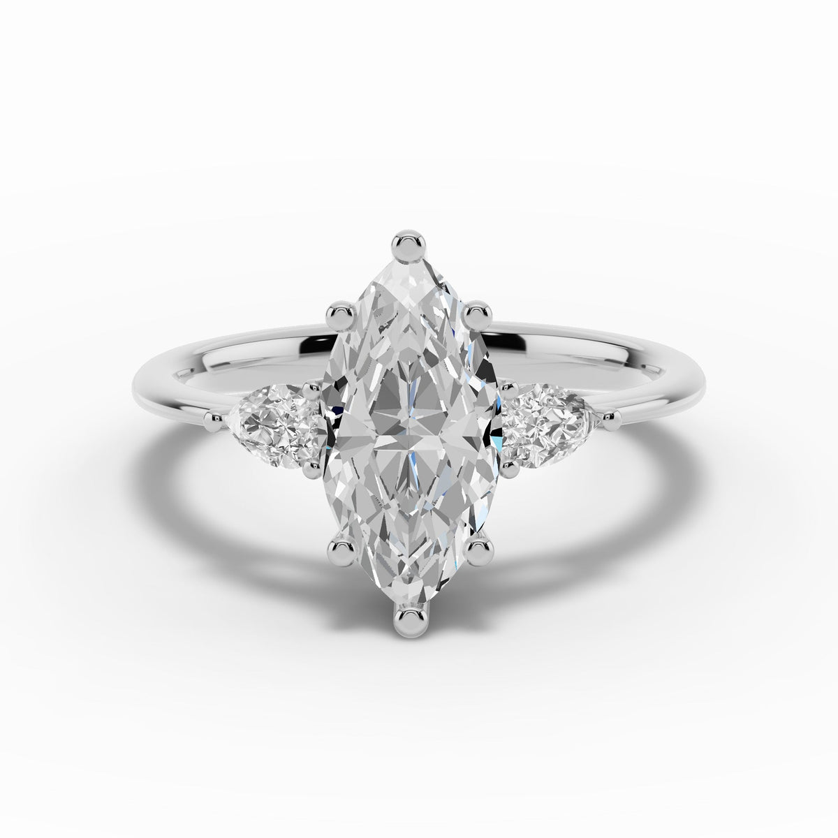 Vionne Marquise Three-Stone Engagement Ring Ring ABER-107-MQ-LGD-6  - Abtin & Co.
