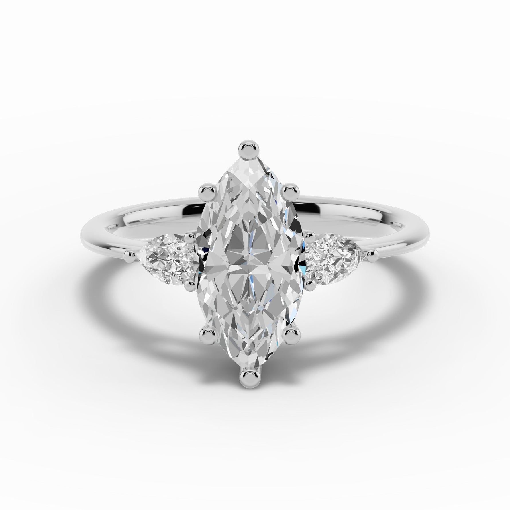 Vionne Marquise Three-Stone Engagement Ring Ring ABER-107-MQ-LGD-6  - Abtin & Co.