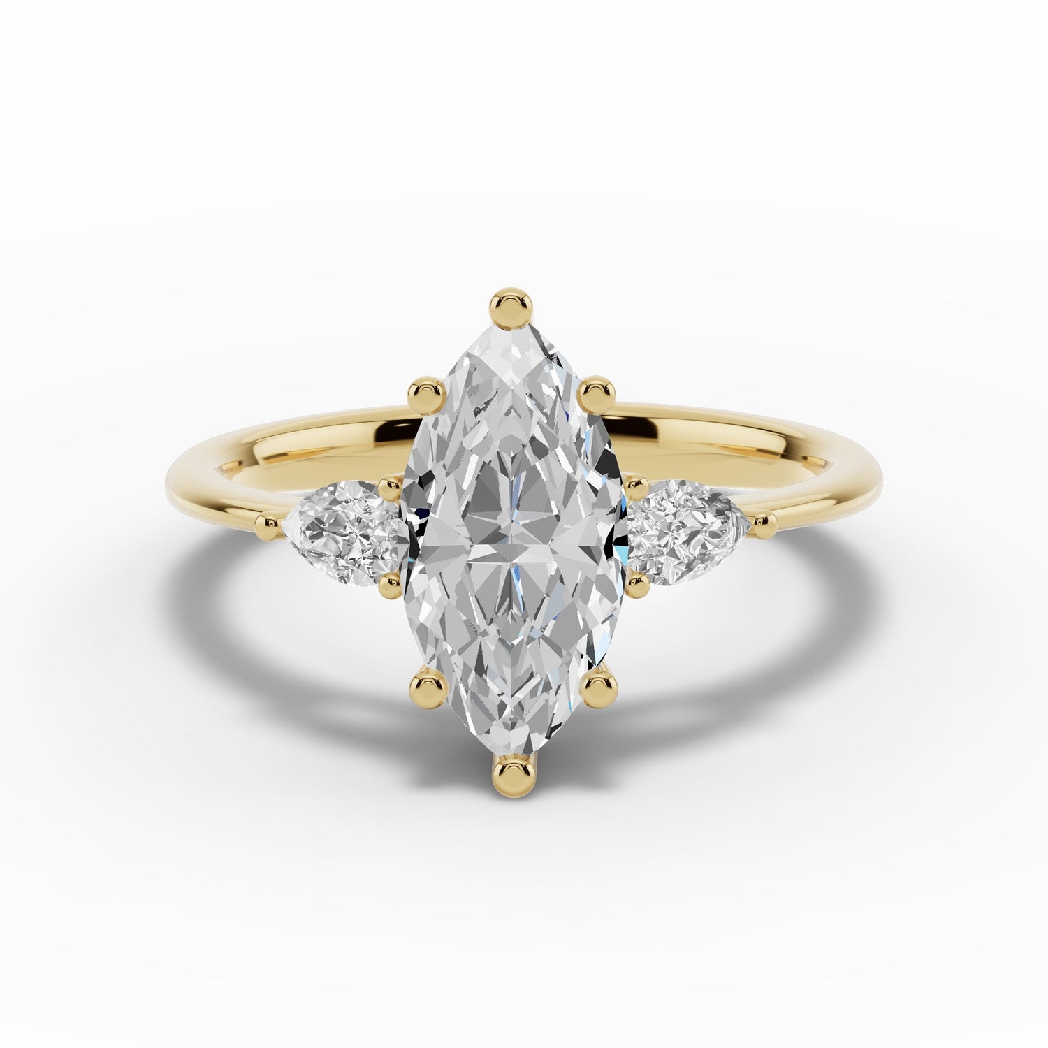 Vionne Marquise Three-Stone Engagement Ring Ring ABER-107-MQ-LGD-1  - Abtin & Co.