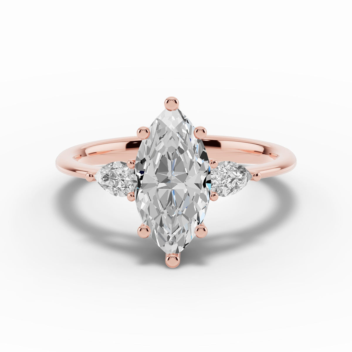 Vionne Marquise Three-Stone Engagement Ring Ring ABER-107-MQ-LGD-11  - Abtin & Co.