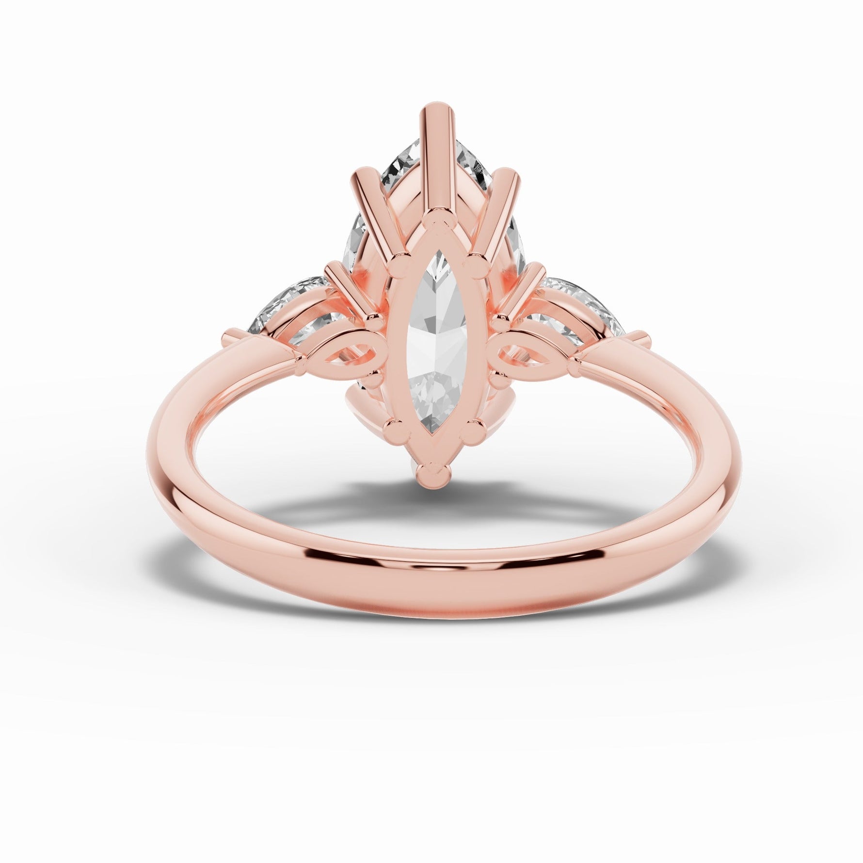 Vionne Marquise Three-Stone Engagement Ring Ring ABER-107-MQ-LGD-11  - Abtin & Co.