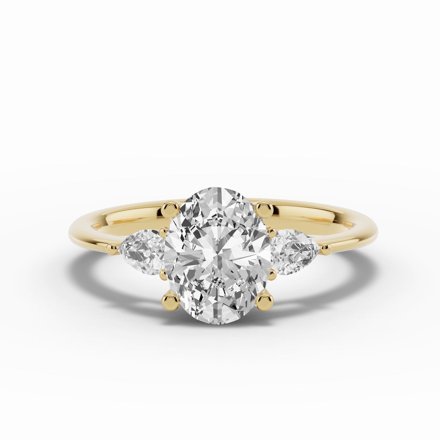 Vionne Oval Three-Stone Engagement Ring Ring ABER-107-OV-LGD-1  - Abtin & Co.