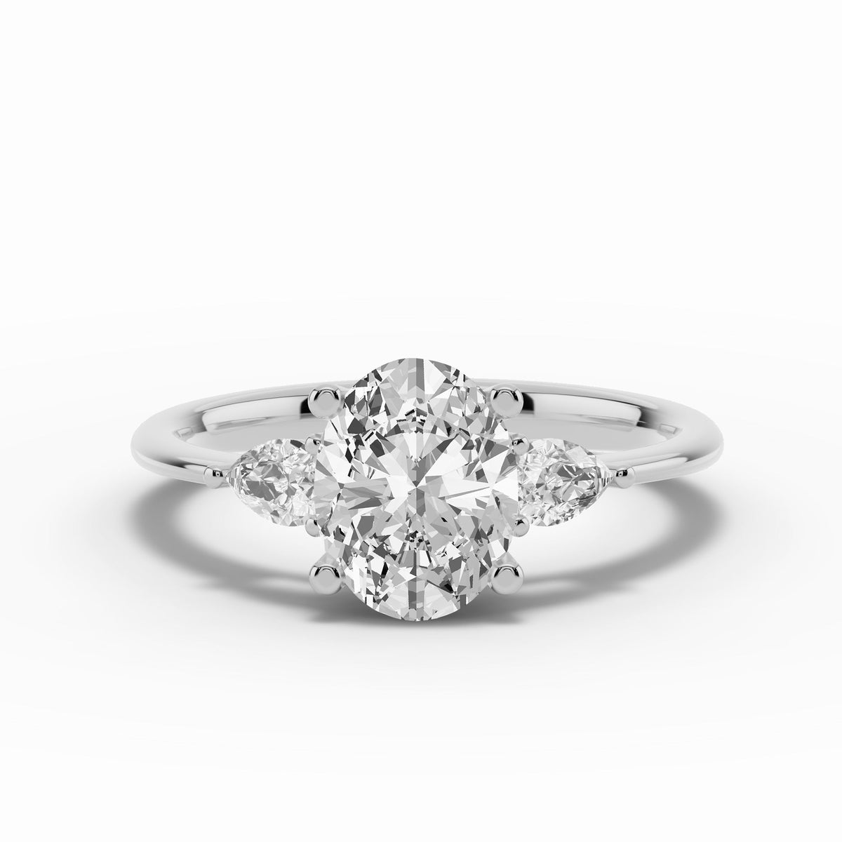 Vionne Oval Three-Stone Engagement Ring Ring ABER-107-OV-LGD-6  - Abtin & Co.