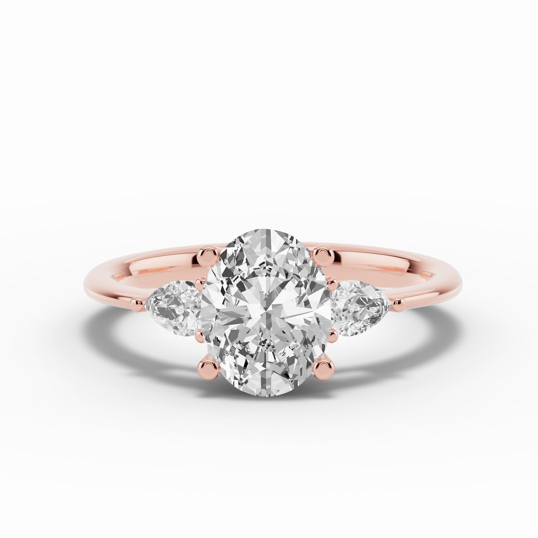 Vionne Oval Three-Stone Engagement Ring Ring ABER-107-OV-LGD-11  - Abtin & Co.