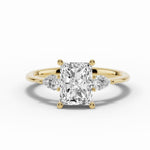 Vionne Radiant Three-Stone Engagement Ring Ring ABER-107-RA-LGD-1  - Abtin & Co.