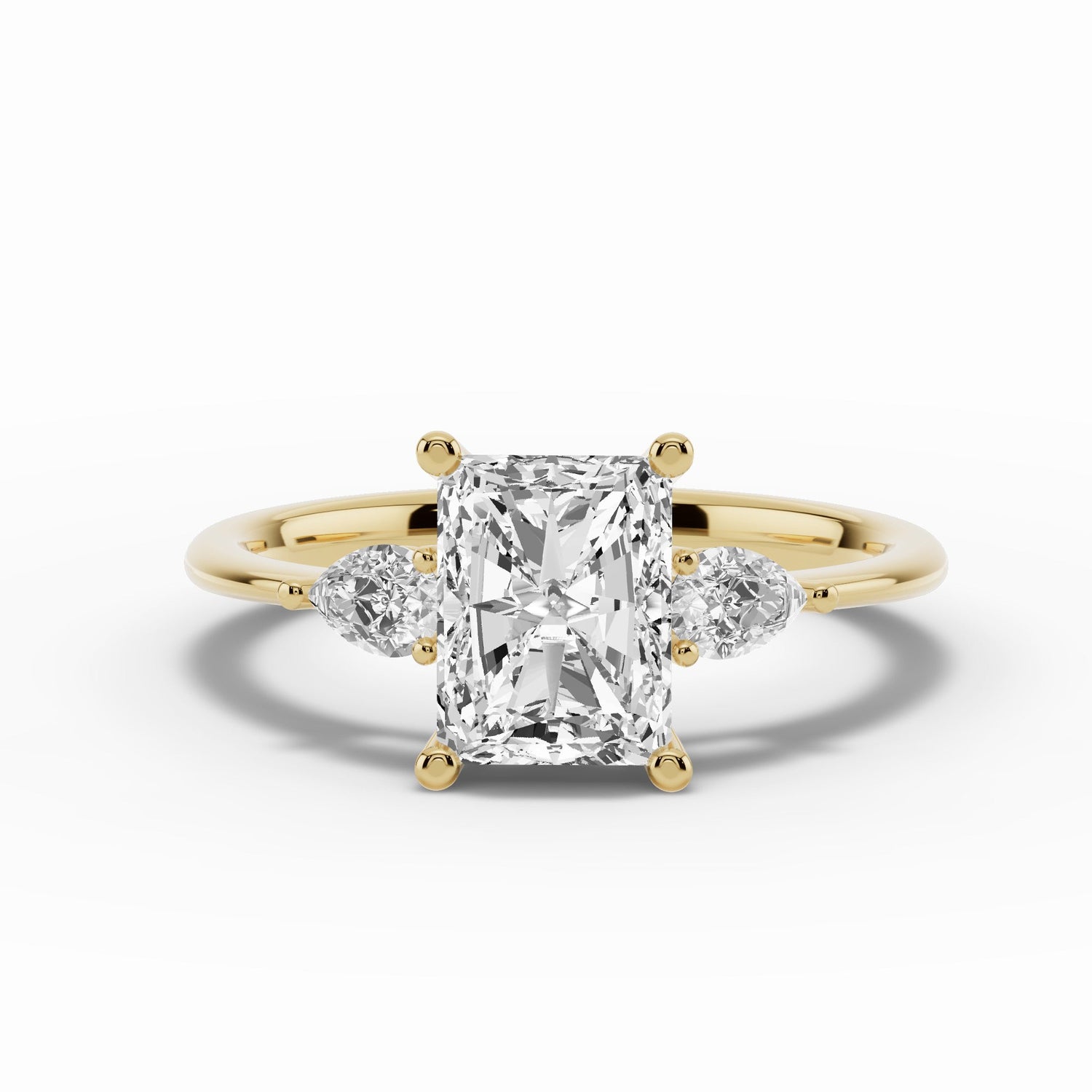 Vionne Radiant Three-Stone Engagement Ring Ring ABER-107-RA-LGD-1  - Abtin & Co.