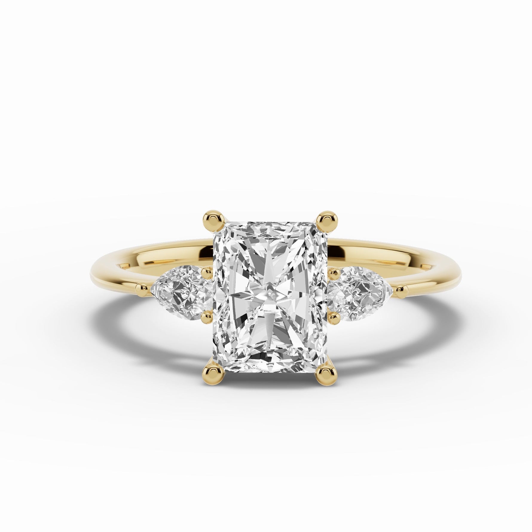 Vionne Radiant Three-Stone Engagement Ring Ring ABER-107-RA-LGD-1  - Abtin & Co.