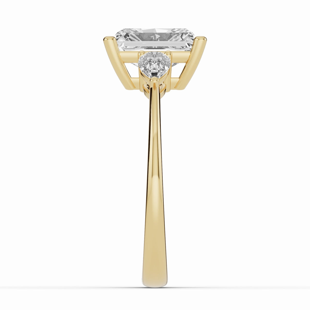 Vionne Radiant Three-Stone Engagement Ring Ring ABER-107-RA-LGD-1  - Abtin & Co.