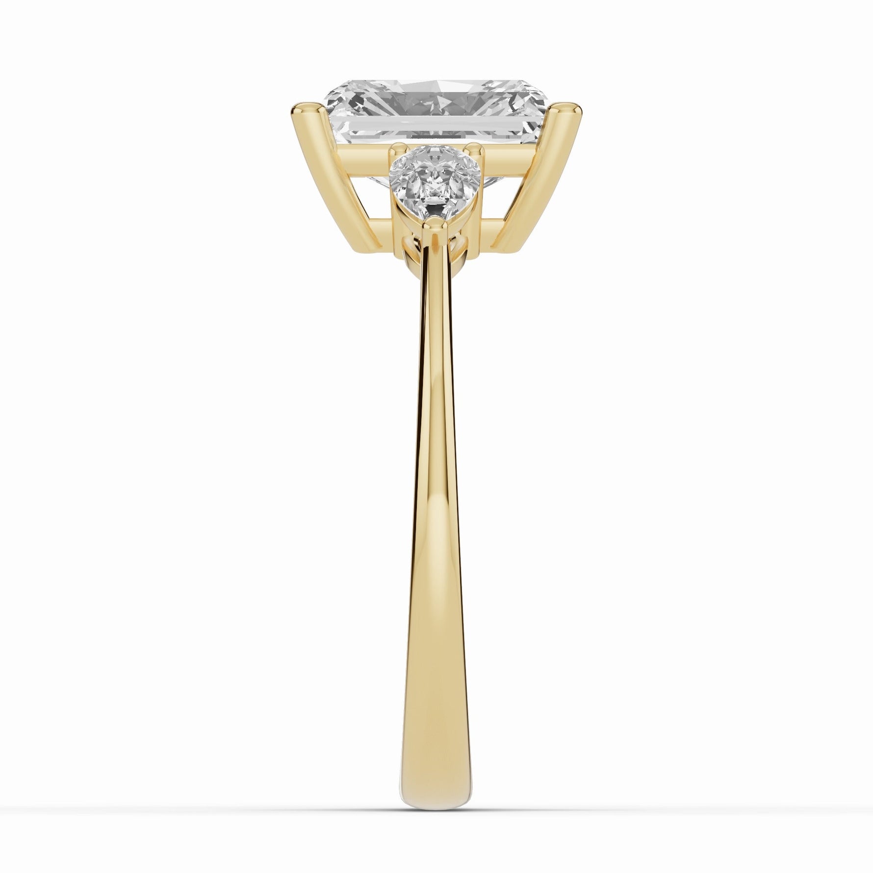 Vionne Radiant Three-Stone Engagement Ring Ring ABER-107-RA-LGD-1  - Abtin & Co.
