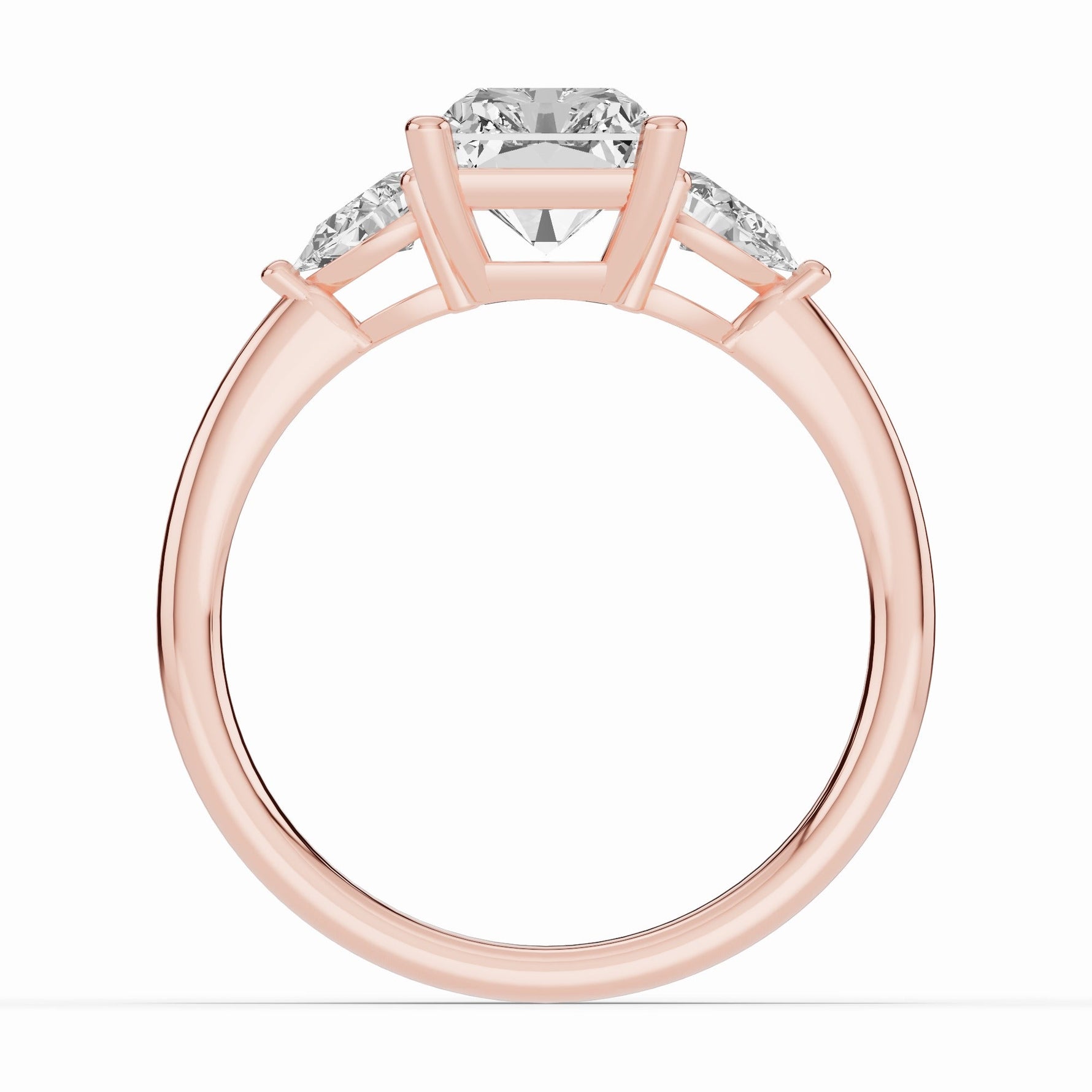 Vionne Radiant Three-Stone Engagement Ring Ring ABER-107-RA-LGD-11  - Abtin & Co.