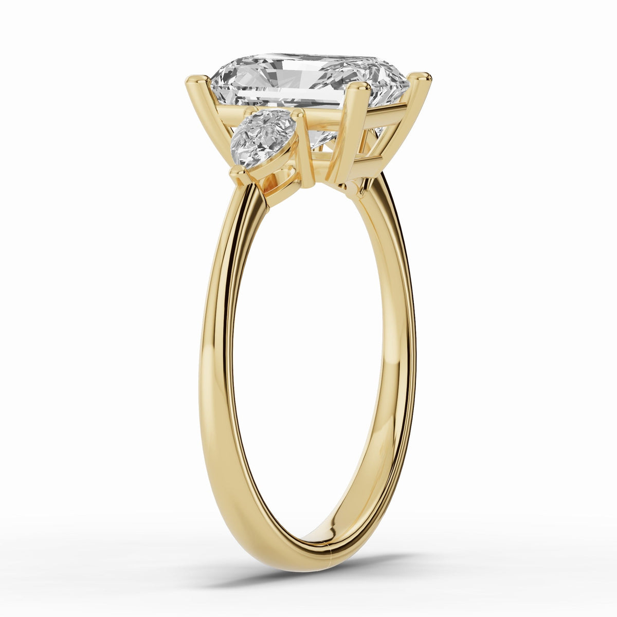 Vionne Radiant Three-Stone Engagement Ring Ring ABER-107-RA-LGD-1  - Abtin & Co.