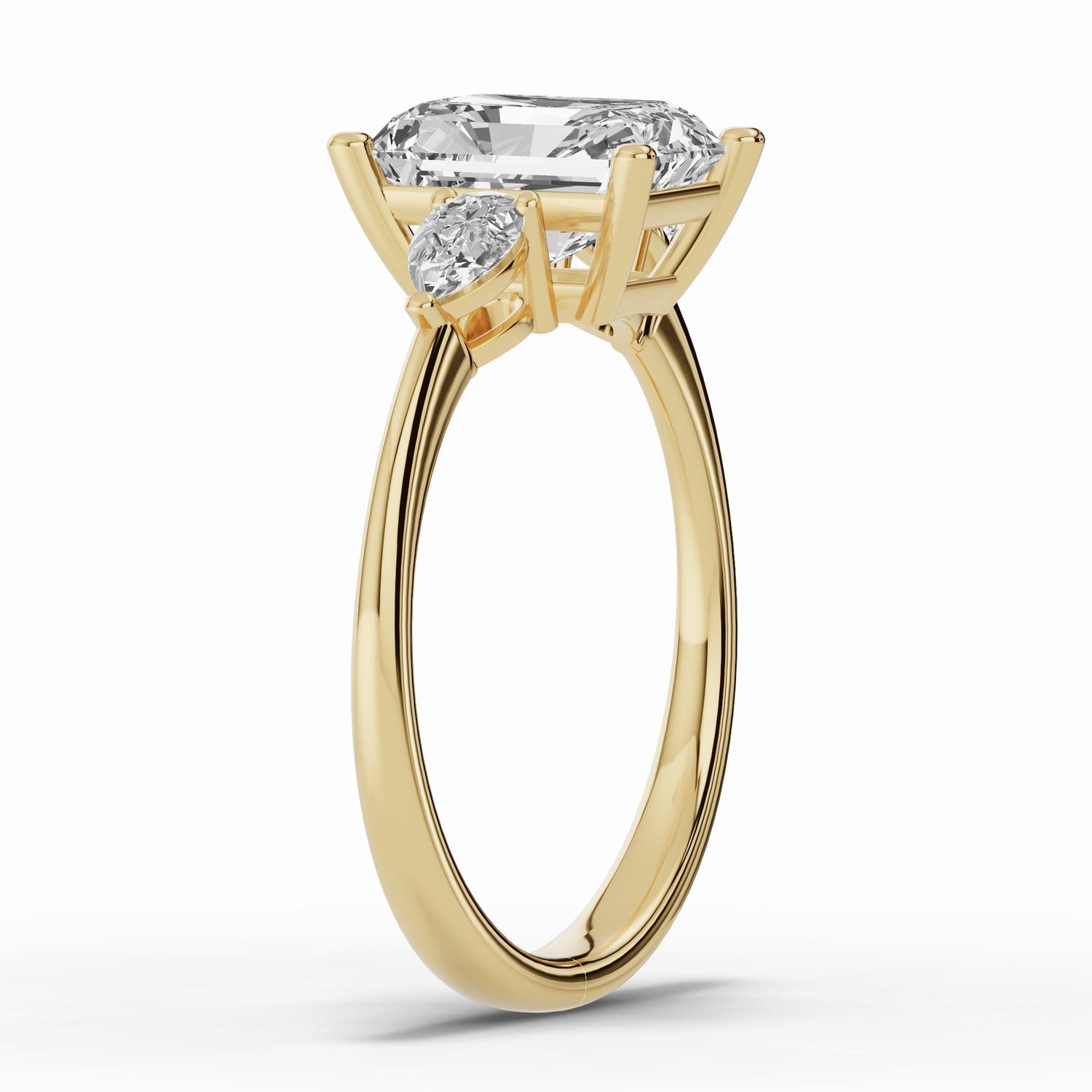 Vionne Radiant Three-Stone Engagement Ring Ring ABER-107-RA-LGD-1  - Abtin & Co.