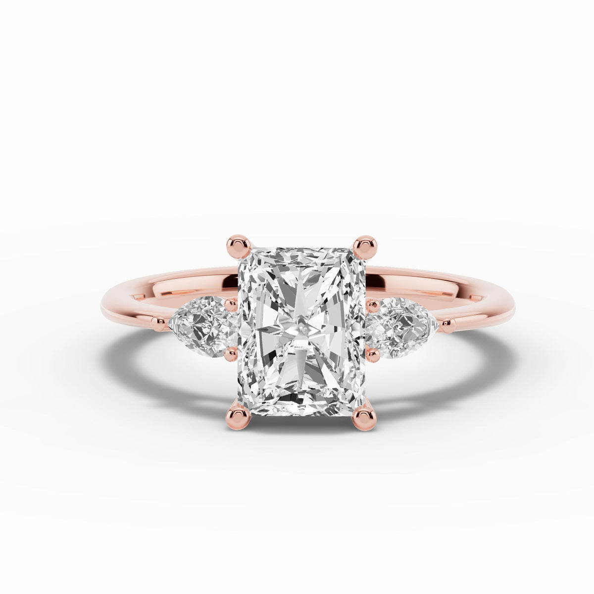 Vionne Radiant Three-Stone Engagement Ring Ring ABER-107-RA-LGD-11  - Abtin & Co.