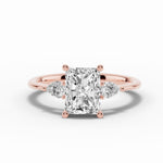 Vionne Radiant Three-Stone Engagement Ring Ring ABER-107-RA-LGD-11  - Abtin & Co.