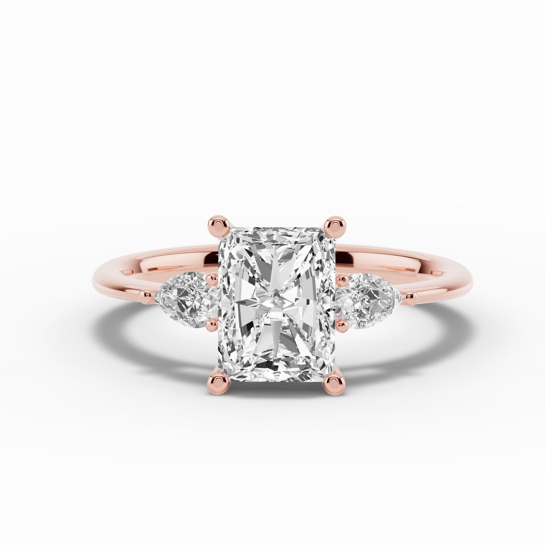 Vionne Radiant Three-Stone Engagement Ring Ring ABER-107-RA-LGD-11  - Abtin & Co.