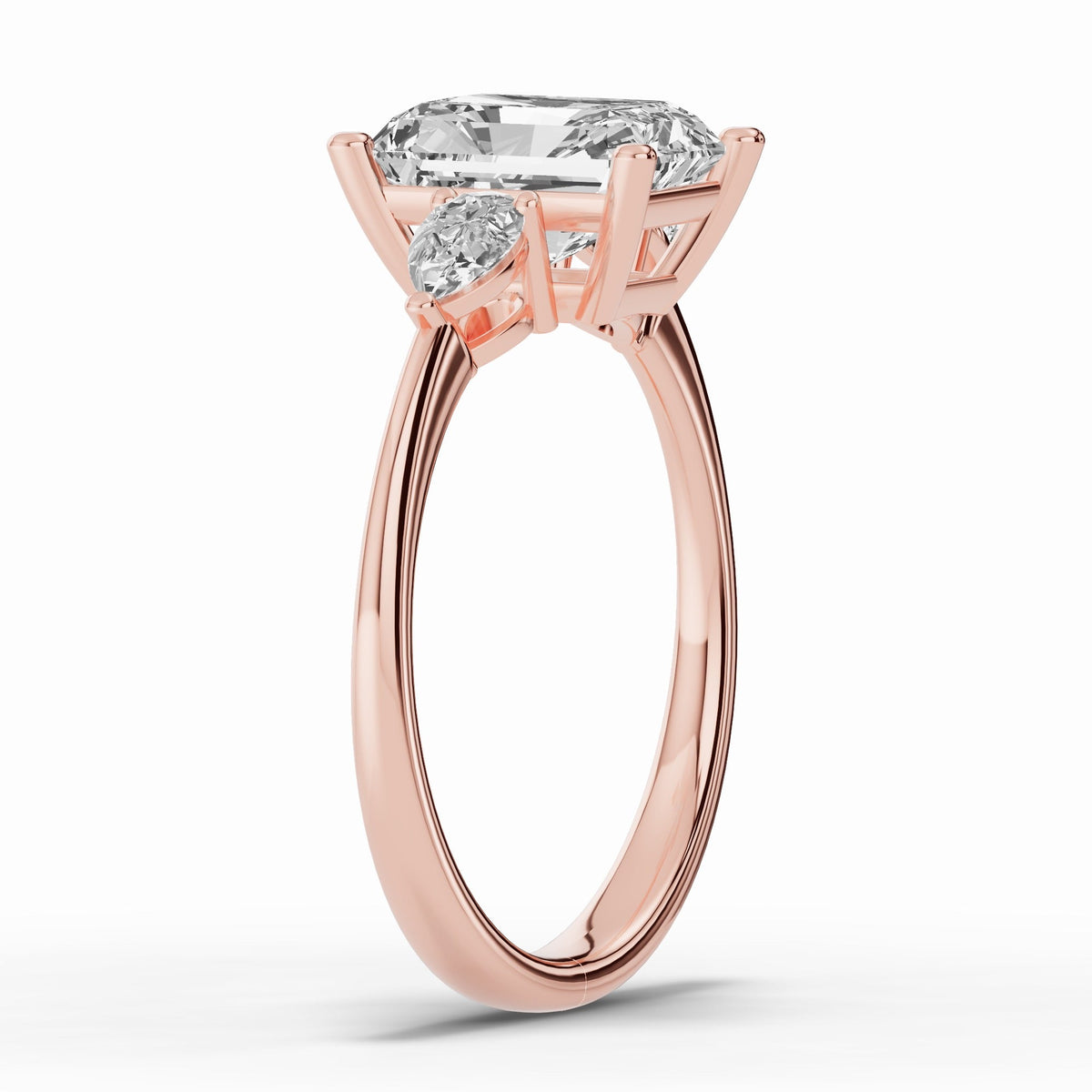 Vionne Radiant Three-Stone Engagement Ring Ring ABER-107-RA-LGD-11  - Abtin & Co.