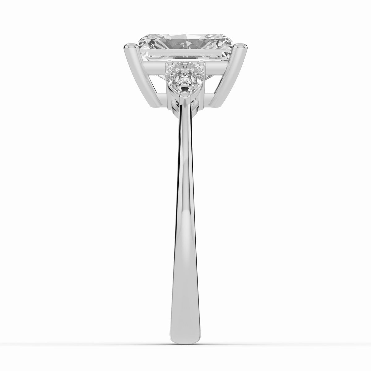 Vionne Radiant Three-Stone Engagement Ring Ring ABER-107-RA-LGD-6  - Abtin & Co.