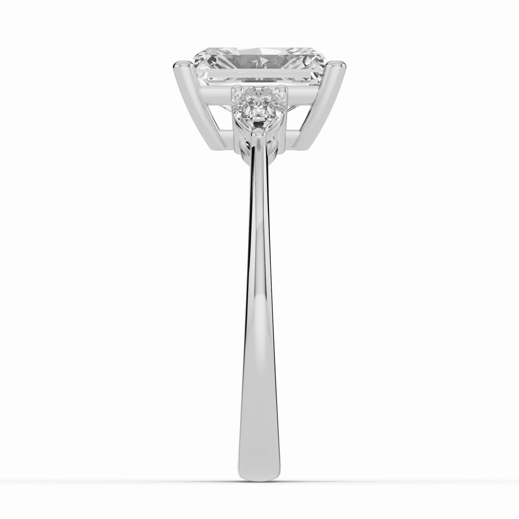 Vionne Radiant Three-Stone Engagement Ring Ring ABER-107-RA-LGD-6  - Abtin & Co.