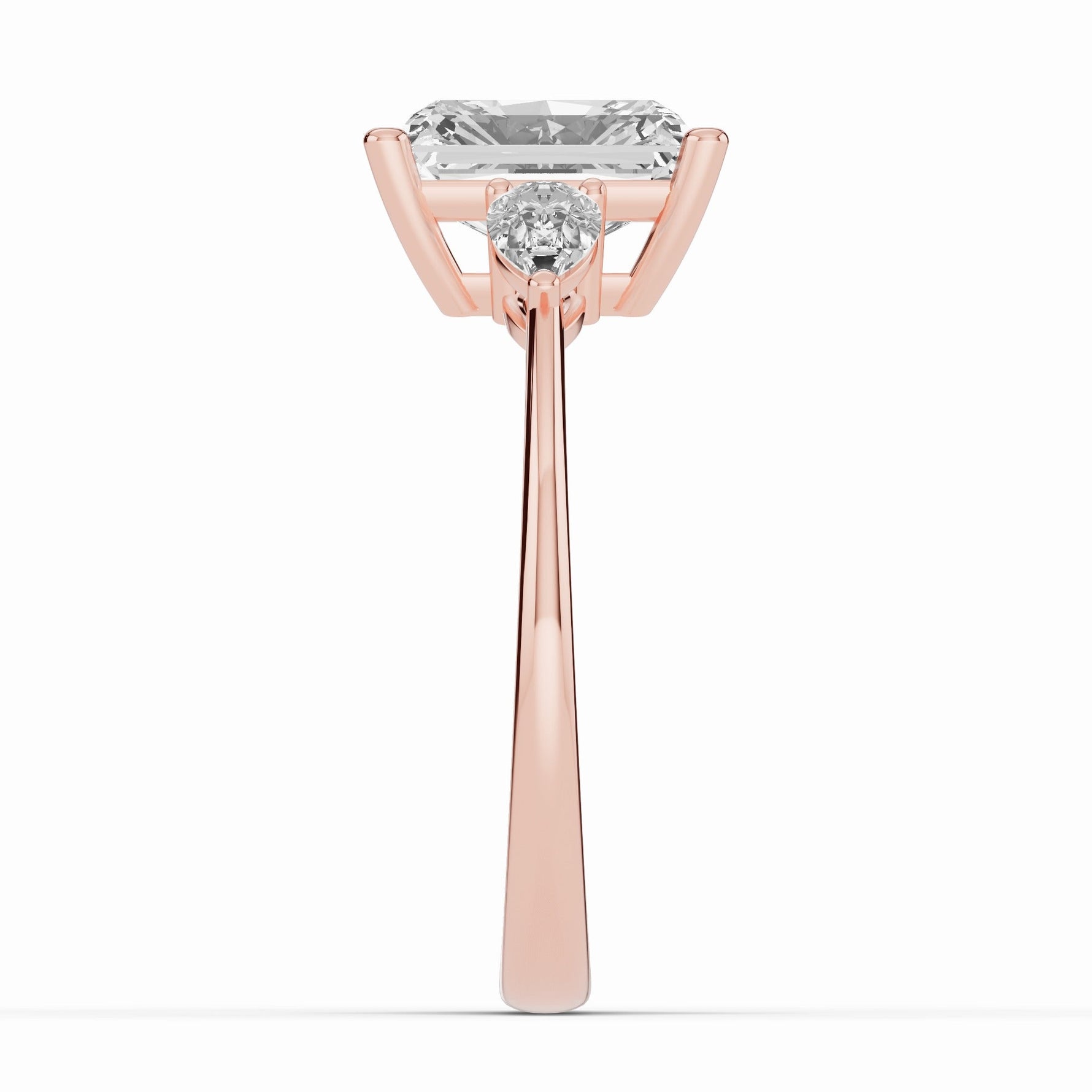 Vionne Radiant Three-Stone Engagement Ring Ring ABER-107-RA-LGD-11  - Abtin & Co.