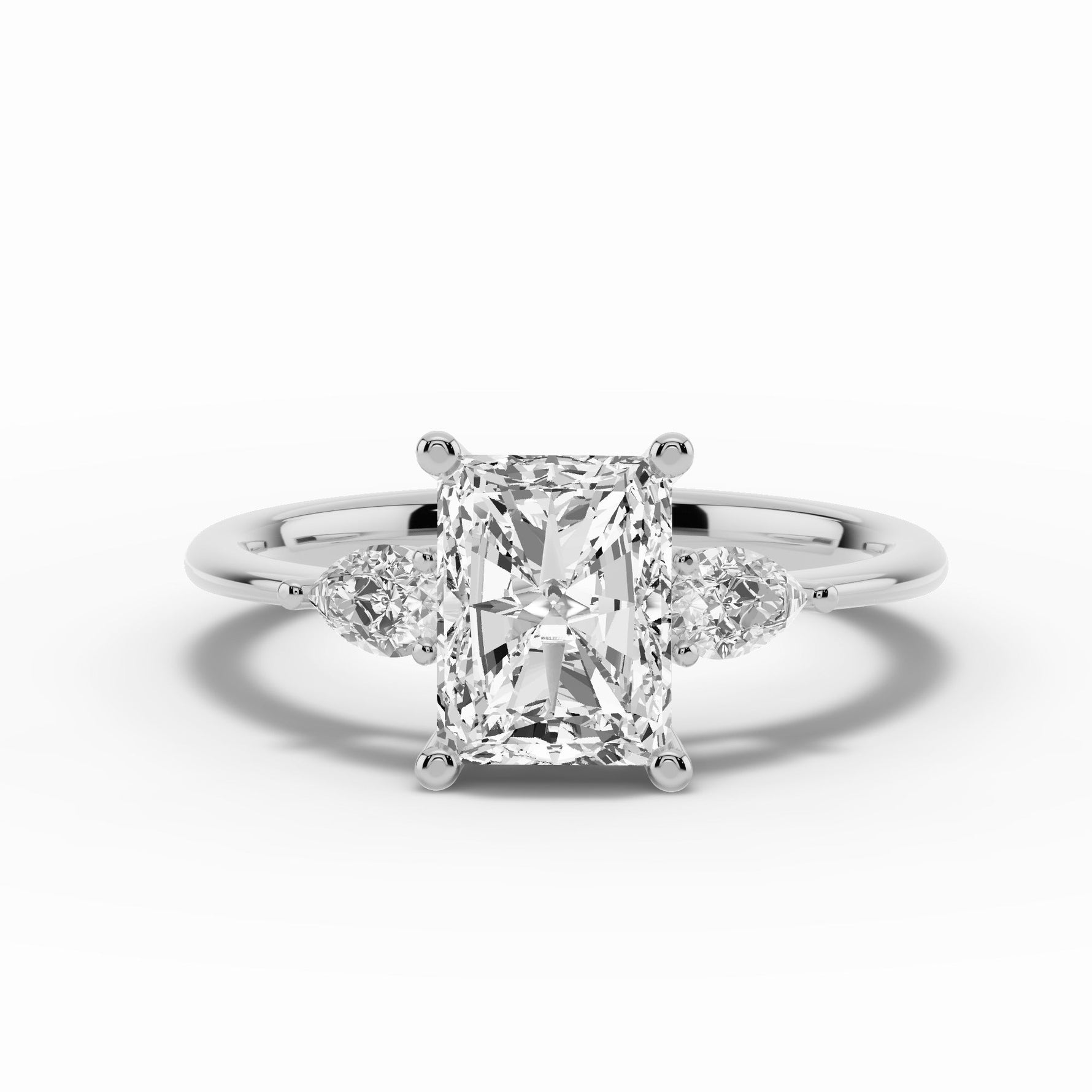 Vionne Radiant Three-Stone Engagement Ring Ring ABER-107-RA-LGD-6  - Abtin & Co.
