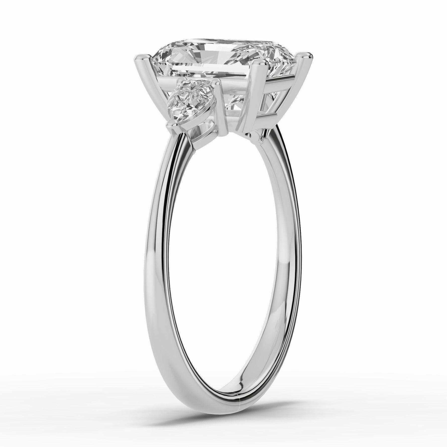 Vionne Radiant Three-Stone Engagement Ring Ring ABER-107-RA-LGD-6  - Abtin & Co.