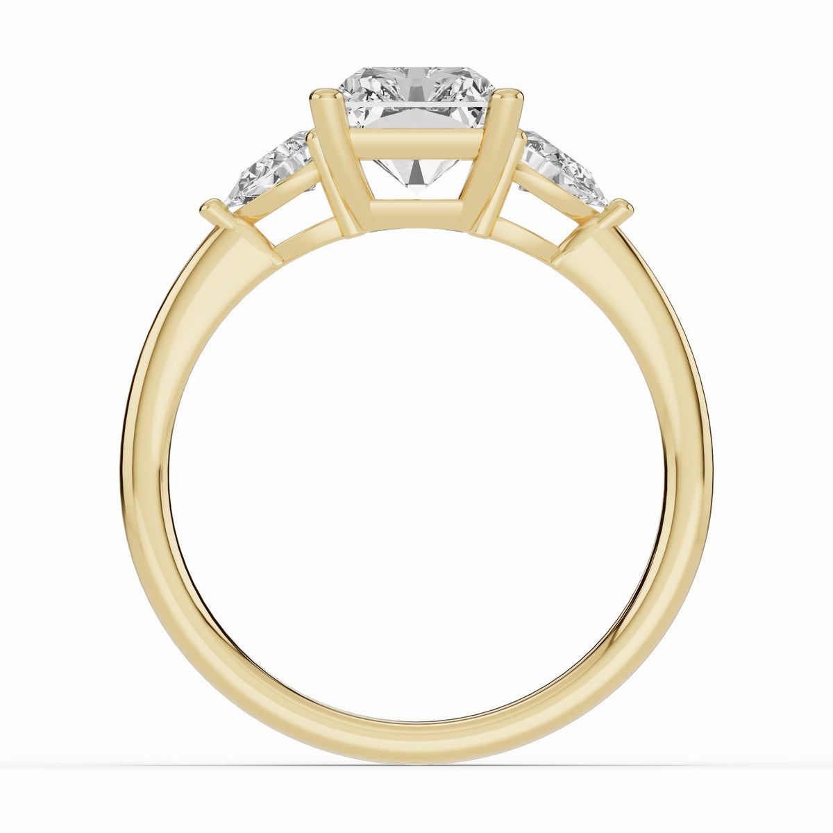 Vionne Radiant Three-Stone Engagement Ring Ring ABER-107-RA-LGD-1  - Abtin & Co.