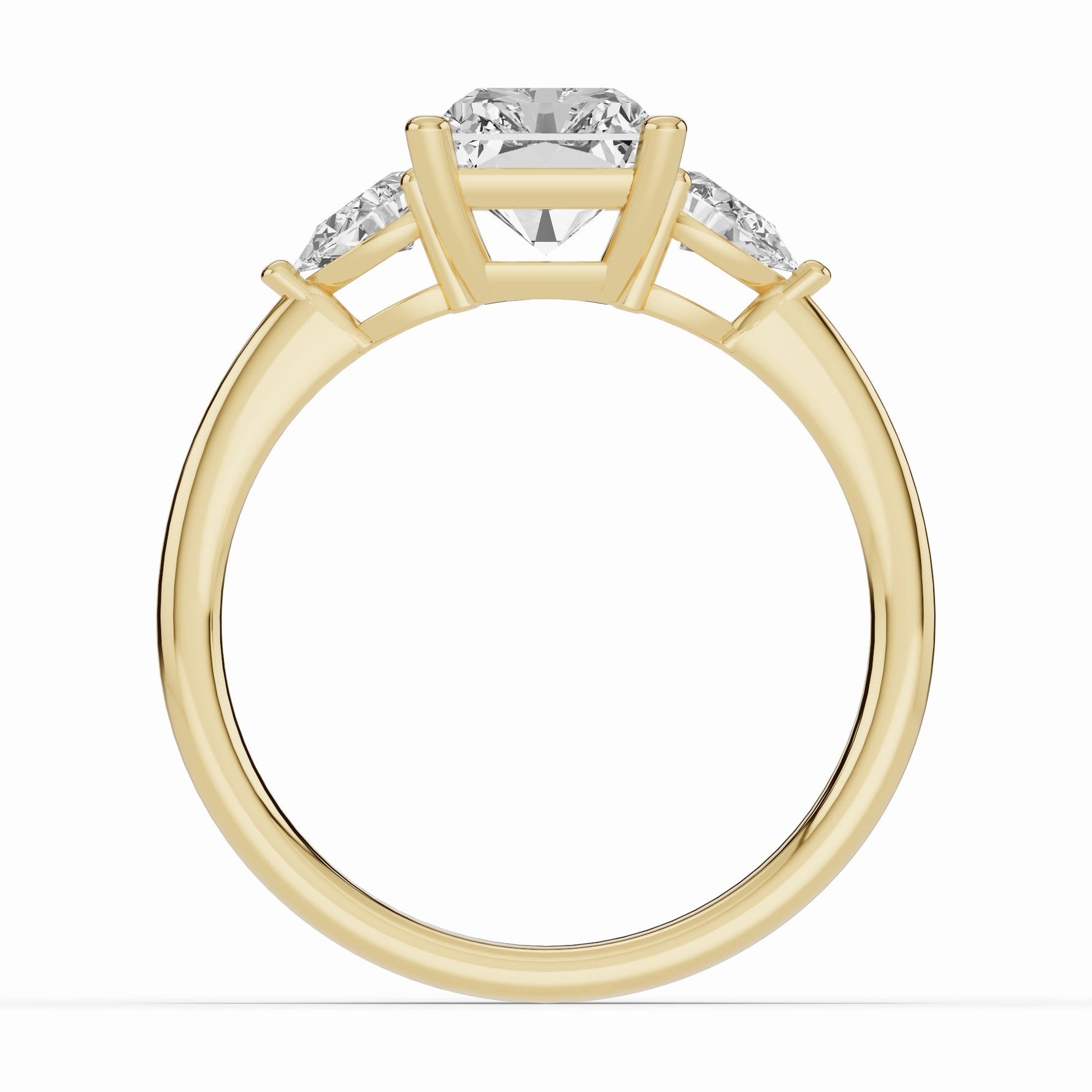 Vionne Radiant Three-Stone Engagement Ring Ring ABER-107-RA-LGD-1  - Abtin & Co.