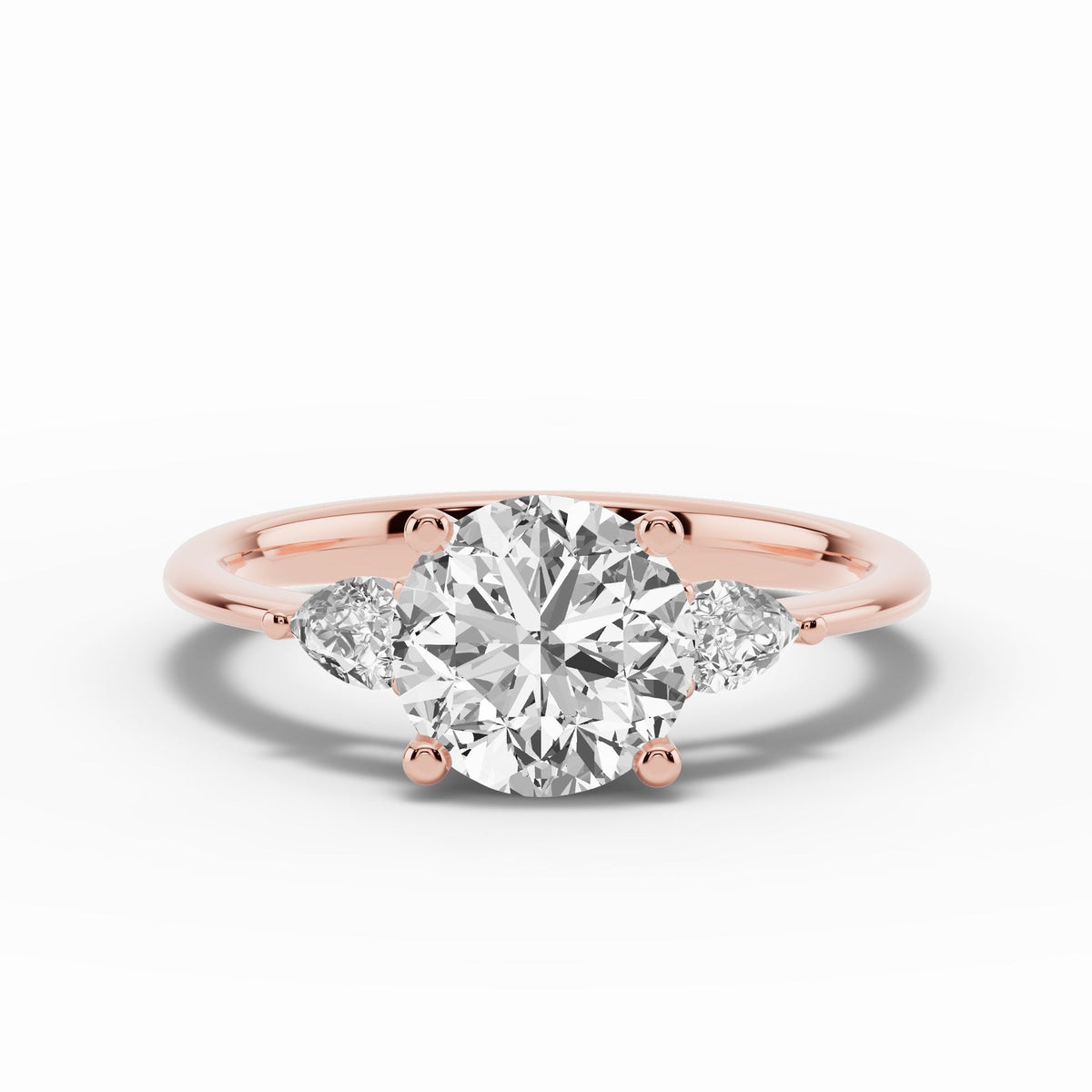 Vionne Round Three-Stone Engagement Ring Ring ABER-107-RD-LGD-11  - Abtin & Co.