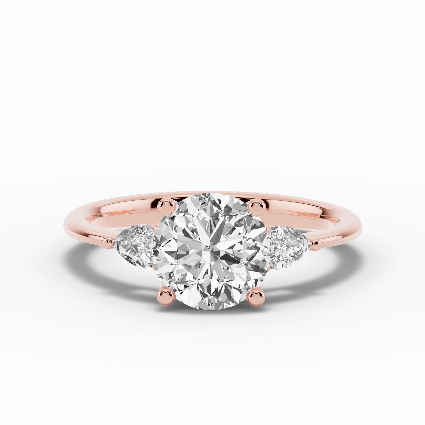 Vionne Round Three-Stone Engagement Ring Ring ABER-107-RD-LGD-11  - Abtin & Co.