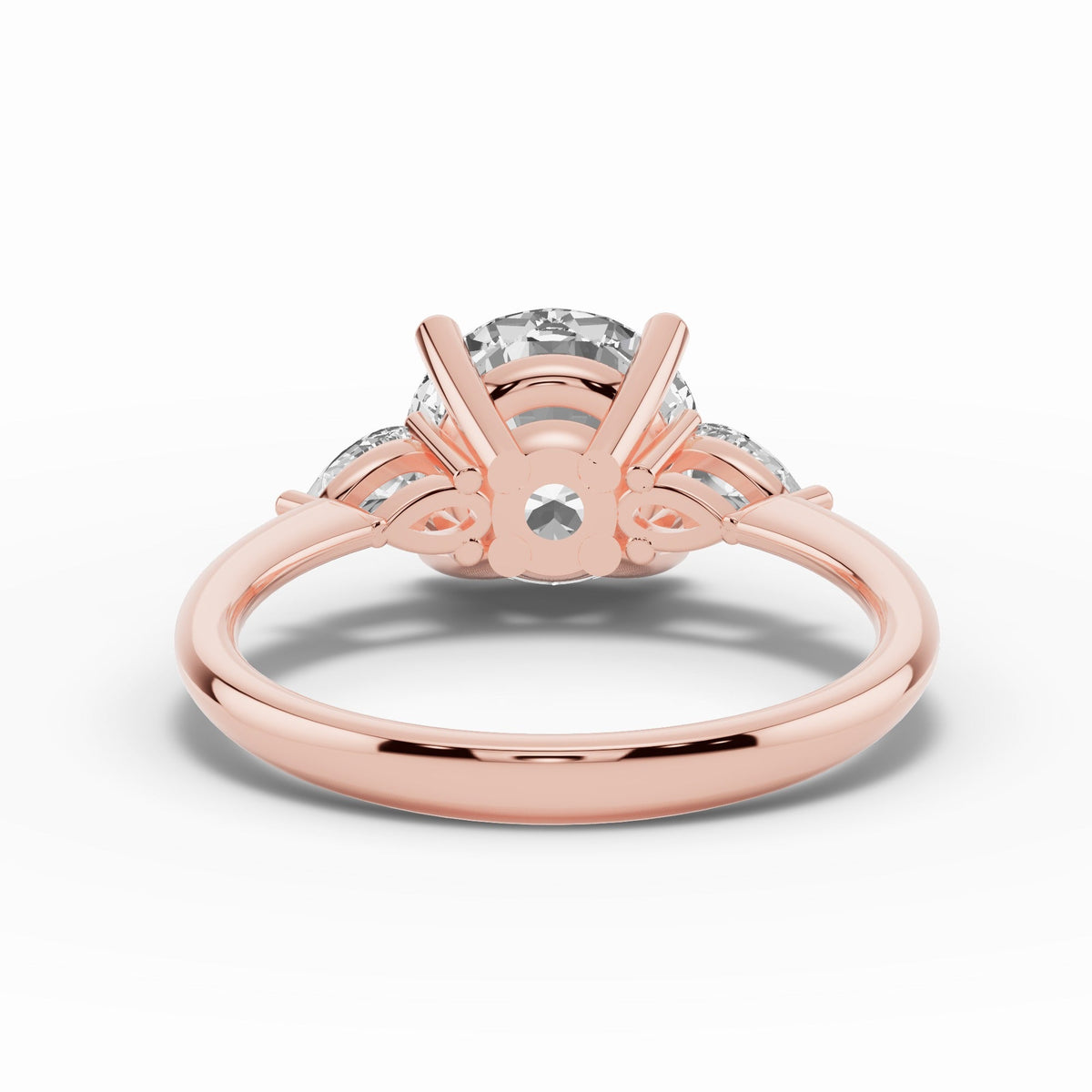 Vionne Round Three-Stone Engagement Ring Ring ABER-107-RD-LGD-11  - Abtin & Co.