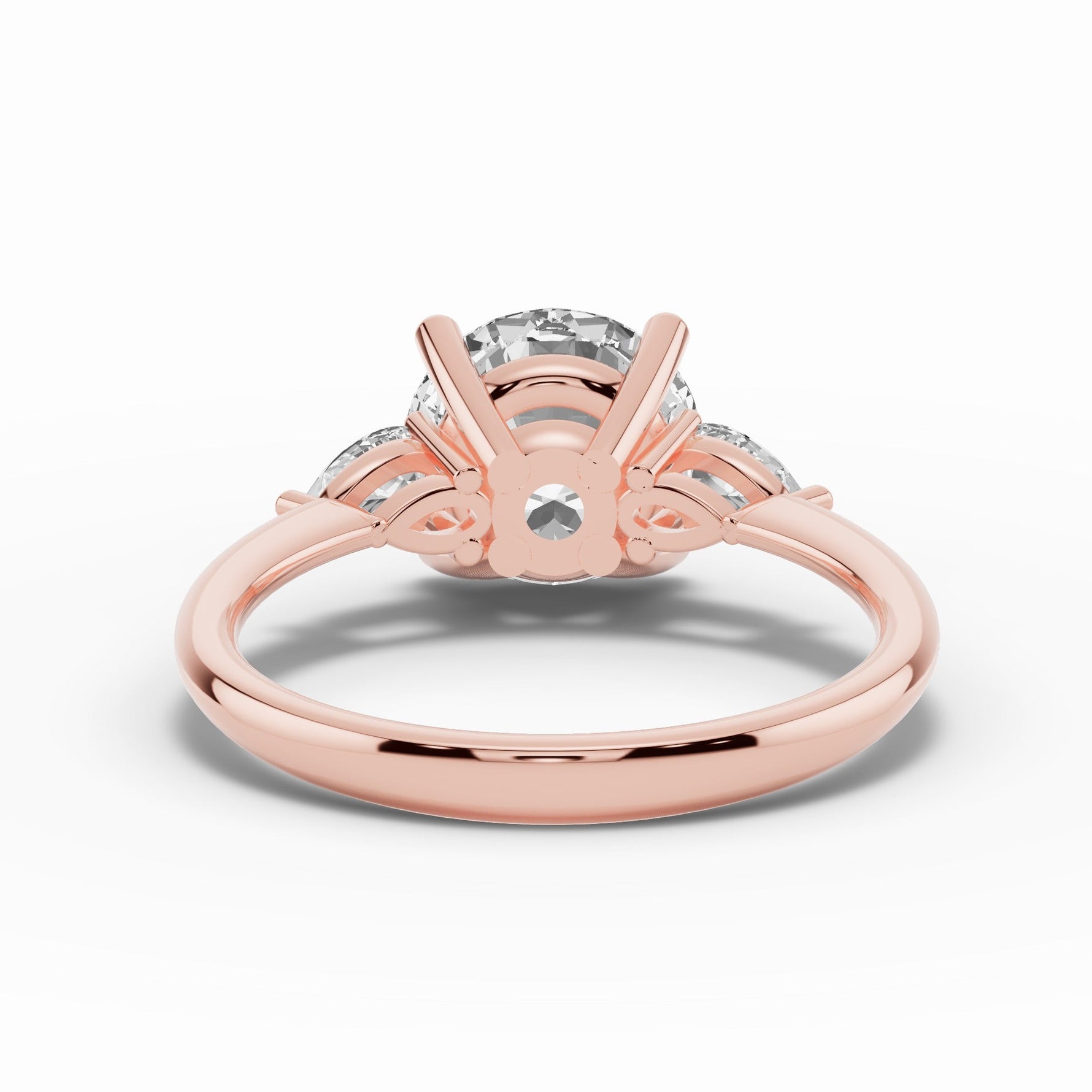 Vionne Round Three-Stone Engagement Ring Ring ABER-107-RD-LGD-11  - Abtin & Co.