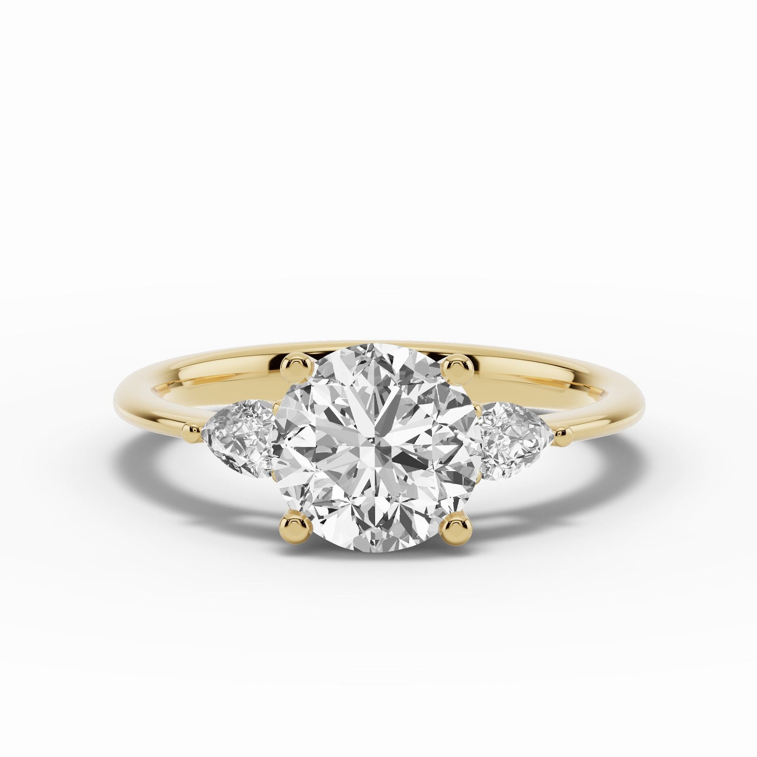 Vionne Round Three-Stone Engagement Ring Ring ABER-107-RD-LGD-1  - Abtin & Co.