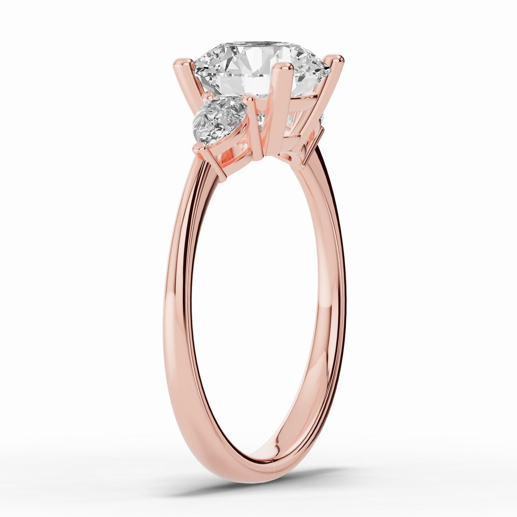 Vionne Round Three-Stone Engagement Ring Ring ABER-107-RD-LGD-11  - Abtin & Co.