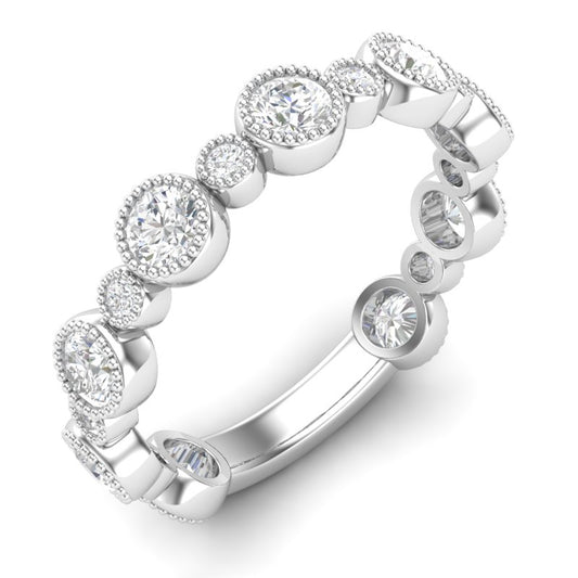 14k Gold Diamond Bezel-set Stackable Wedding Band - Abtin & Company 