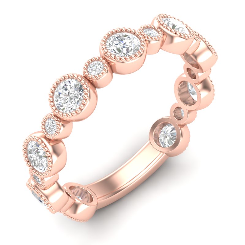 14k Gold Diamond Bezel-set Stackable Wedding Band - Abtin & Company 