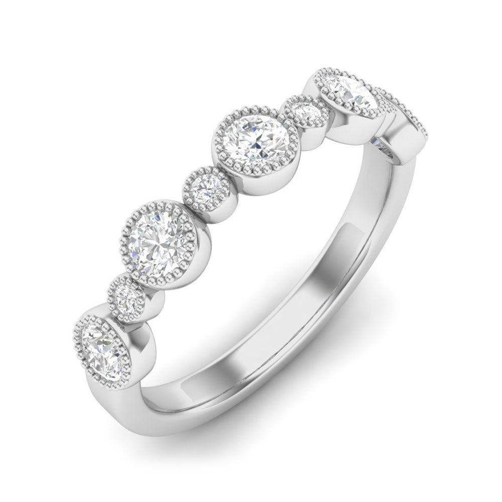 14k Gold Diamond Bezel-set Stackable Ring Wedding Band - Abtin & Company 
