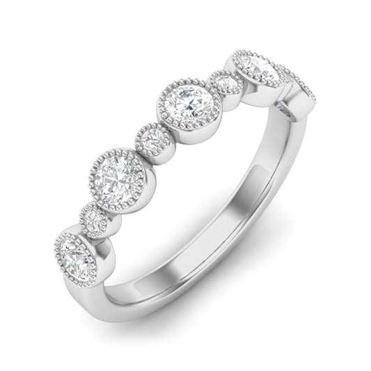 14k Gold Diamond Bezel-set Stackable Ring Wedding Band - Abtin & Company 