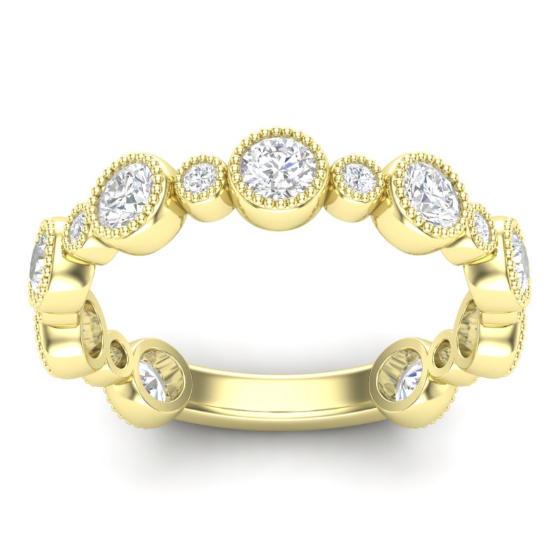 14k Gold Diamond Bezel-set Stackable Wedding Band - Abtin & Company 