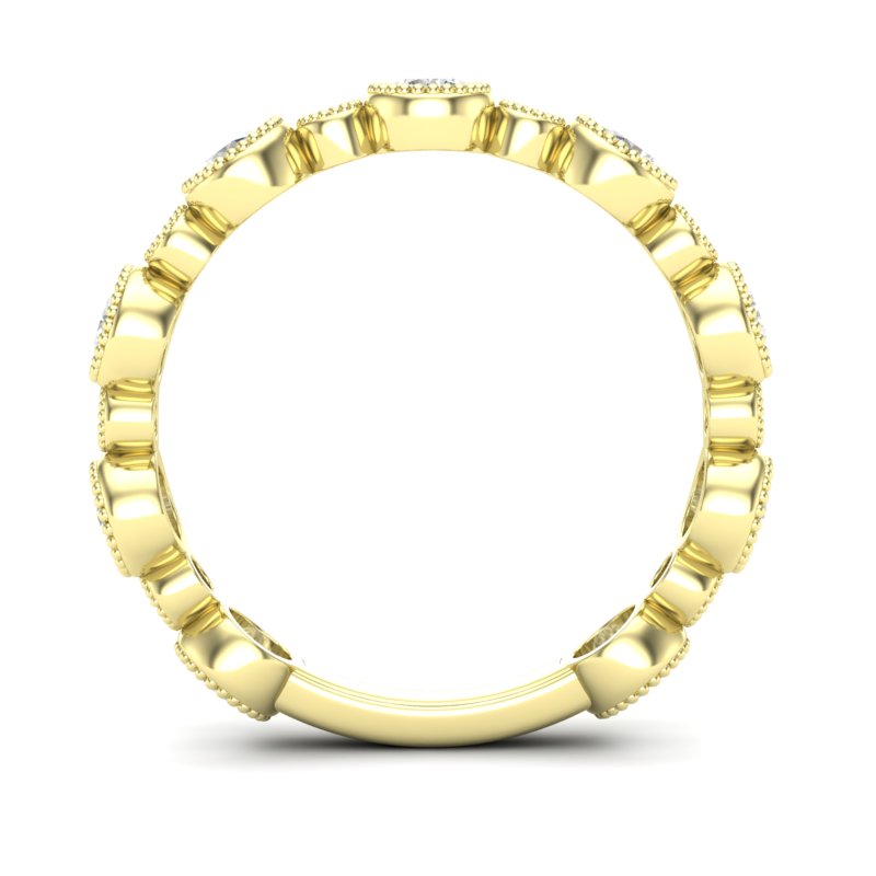 14k Gold Diamond Bezel-set Stackable Wedding Band - Abtin & Company 